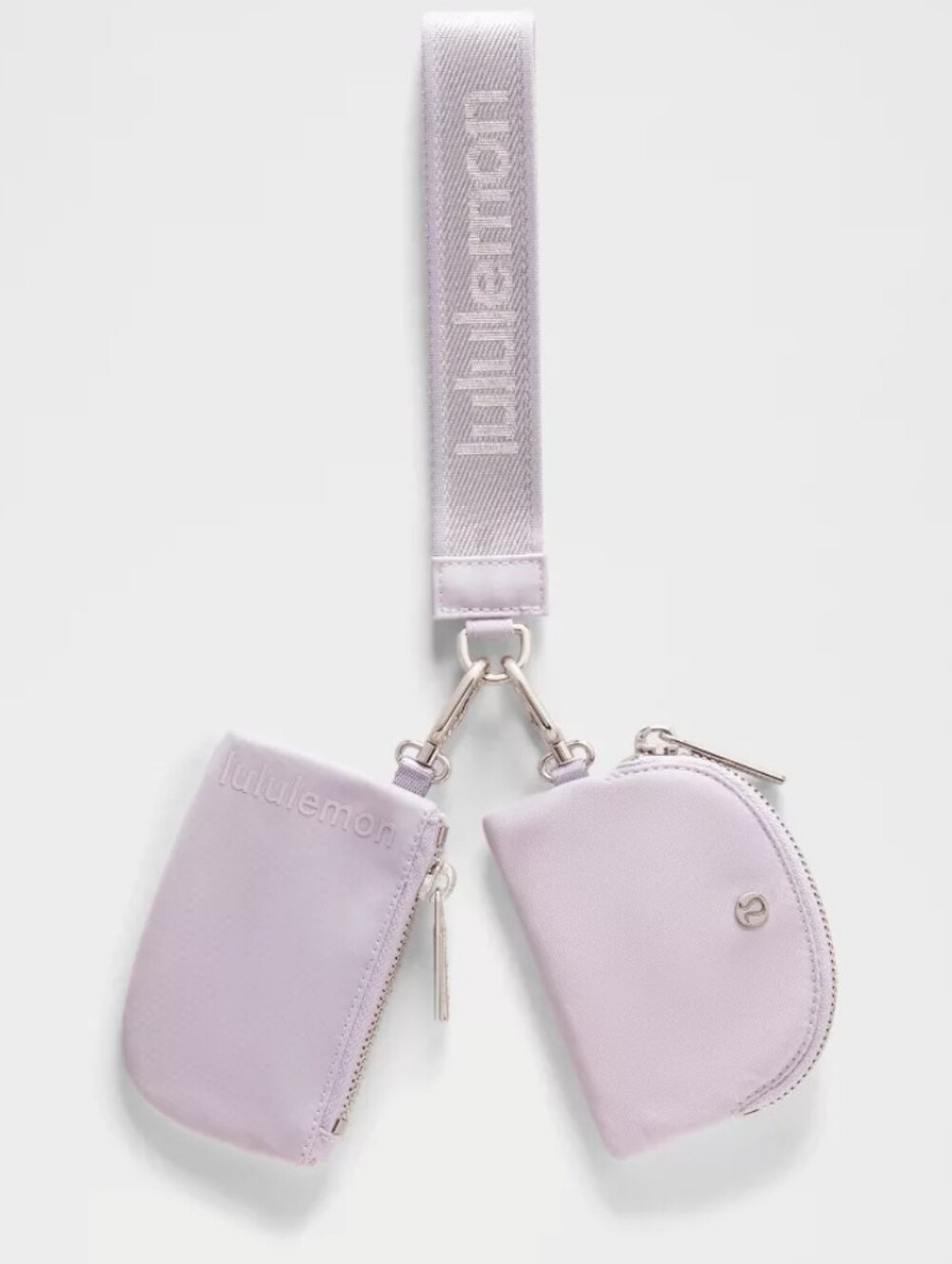 NWT Lululemon Double Pouch Wristlet with Strap In Metallic Wordmark
